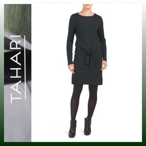 Tahari Dark Green Tie Waist Sweater Dress 🆕